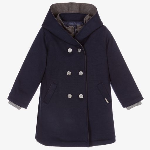 Pan Con Chocolate-Girls Blue Hooded Coat | Childrensalon Outlet