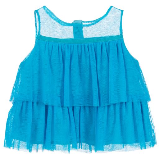 Pan Con Chocolate-Girls Blue Tulle Top | Childrensalon Outlet
