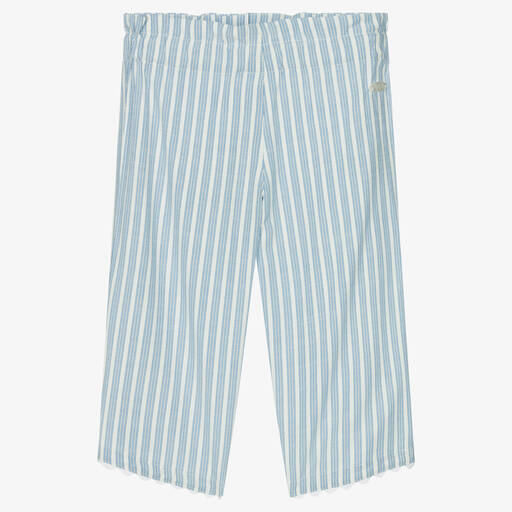 Pan Con Chocolate-Girls Blue & White Striped Trousers | Childrensalon Outlet
