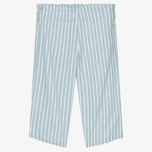 Pan Con Chocolate-Pantalon bleu et blanc rayé fille | Childrensalon Outlet