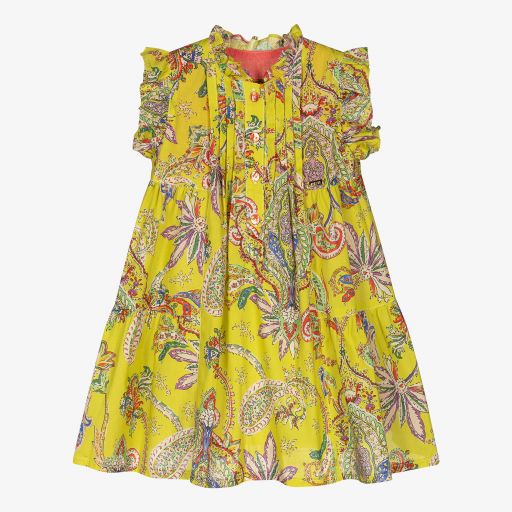 Pan Con Chocolate-Girls Green Paisley Dress | Childrensalon Outlet