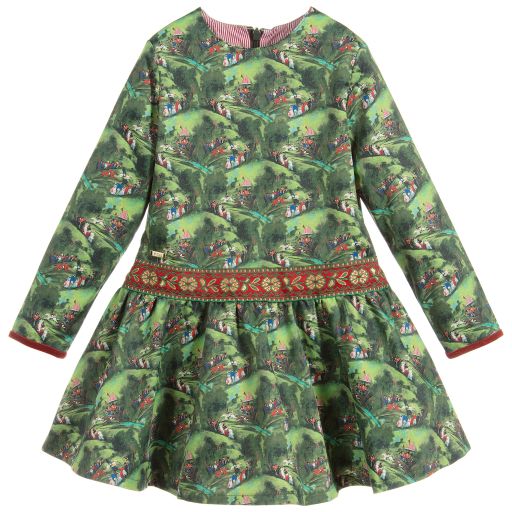 Pan Con Chocolate-Girls Green Satin Dress | Childrensalon Outlet