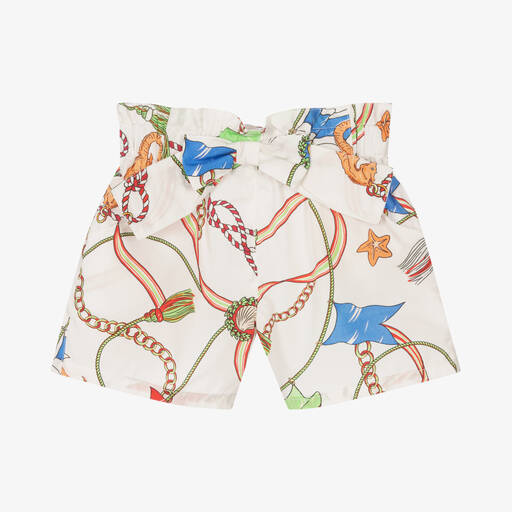 Pan Con Chocolate-Girls Ivory Cotton Shorts | Childrensalon Outlet