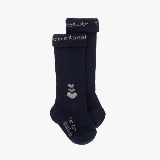 Pan Con Chocolate-Girls Navy Blue Cotton Socks  | Childrensalon Outlet