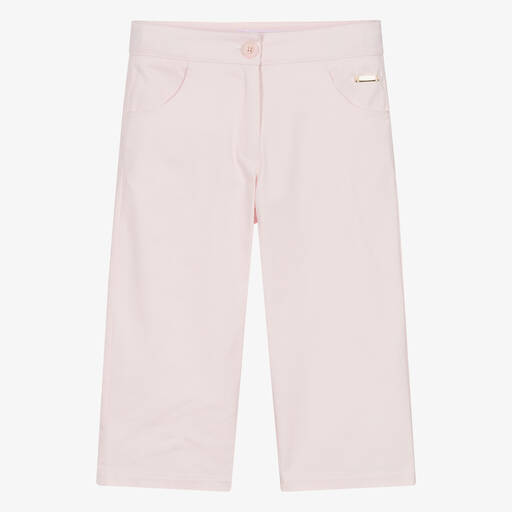 Pan Con Chocolate-Girls Pink Cropped Cotton Trousers | Childrensalon Outlet