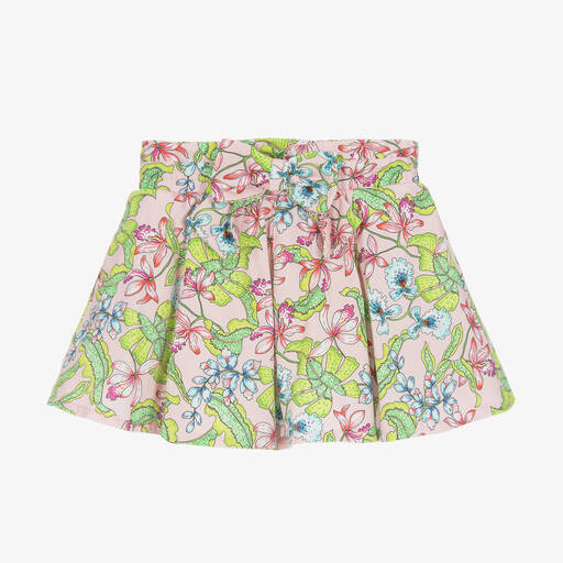 Pan Con Chocolate-Girls Pink Floral Cotton Skirt | Childrensalon Outlet