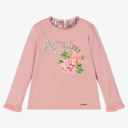 Pan Con Chocolate-Girls Pink Viscose Logo Top | Childrensalon Outlet
