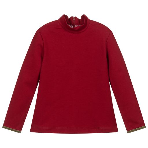 Pan Con Chocolate-Girls Red Cotton Top | Childrensalon Outlet
