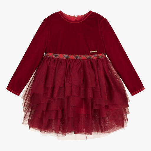 Pan Con Chocolate-Girls Red Velour & Tulle Dress | Childrensalon Outlet