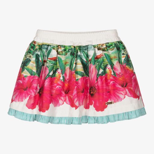 Pan Con Chocolate-Girls White Cotton Skirt | Childrensalon Outlet