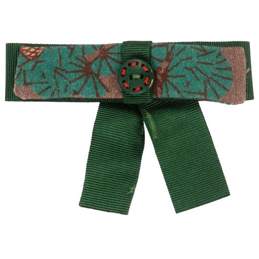 Pan Con Chocolate-Green Bow Hairclip (10.5cm) | Childrensalon Outlet