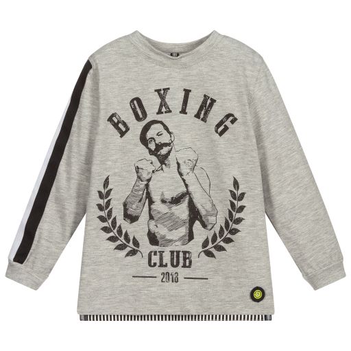 Pan Con Chocolate-Grey Cotton Boxing T-Shirt | Childrensalon Outlet
