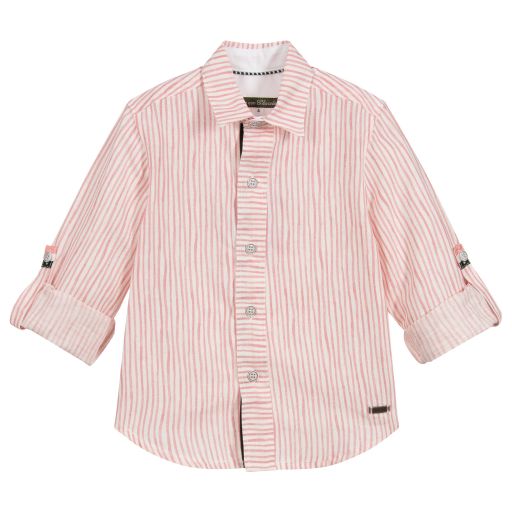Pan Con Chocolate-Pink Stripe Cotton Shirt | Childrensalon Outlet