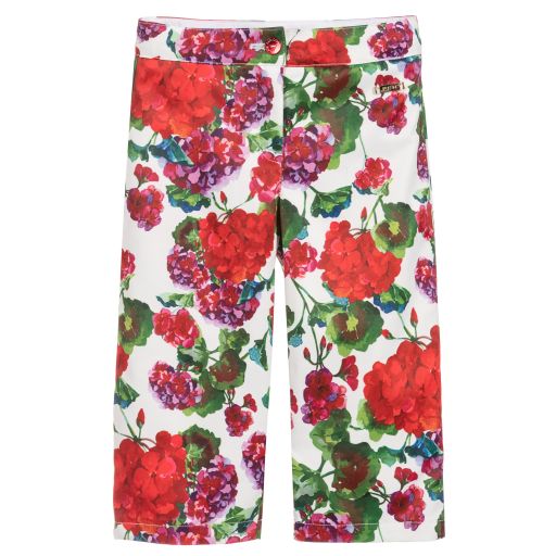 Pan Con Chocolate-White & Red Floral Culottes | Childrensalon Outlet