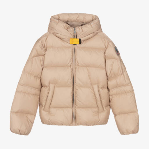 Parajumpers-جاكيت هودي مبطن بريش لون بيج للبنات | Childrensalon Outlet