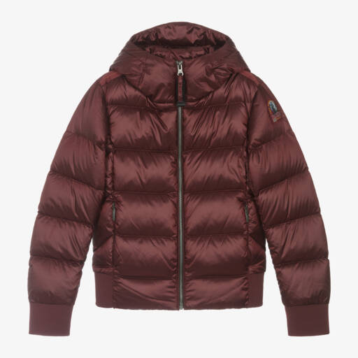 Parajumpers-Girls Burgundy Hooded Down Jacket | Childrensalon Outlet