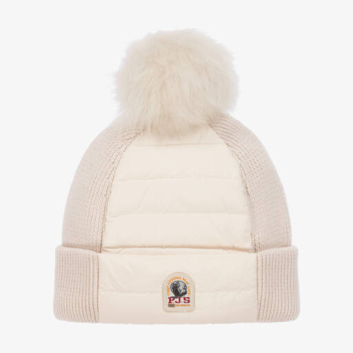 Parajumpers-Girls Ivory Wool Pompom Beanie | Childrensalon Outlet