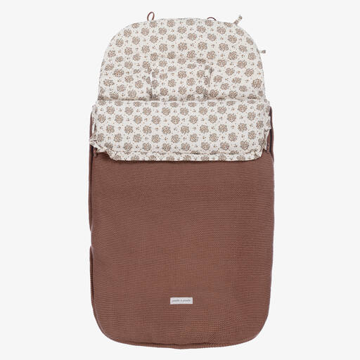 Pasito a Pasito-Brown & Ivory Floral Footmuff (91cm) | Childrensalon Outlet