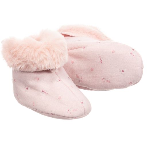 Pasito a Pasito-Girls Pink Cotton Booties | Childrensalon Outlet