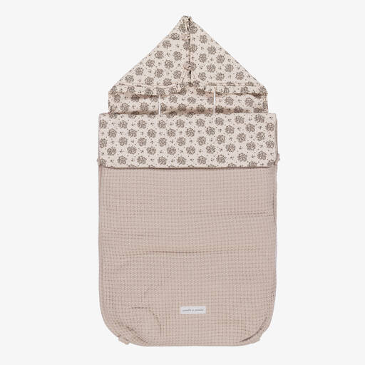 Pasito a Pasito-Grey & Beige Floral Baby Nest (77cm) | Childrensalon Outlet