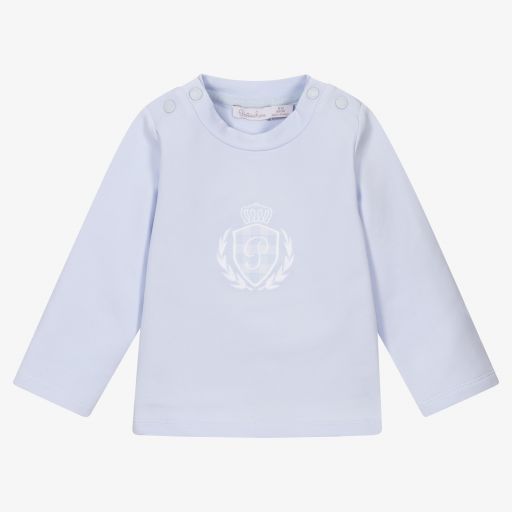 Patachou-Baby Boys Blue Cotton Top  | Childrensalon Outlet