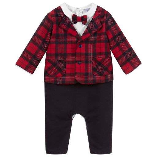 Patachou-Baby Boys Red Tartan Romper | Childrensalon Outlet