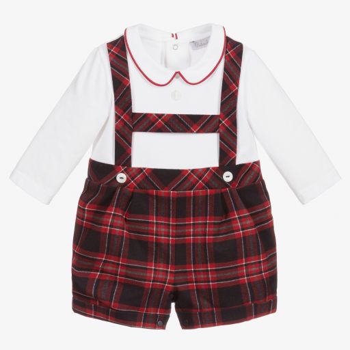Patachou-Baby Boys Red Tartan Shortie | Childrensalon Outlet