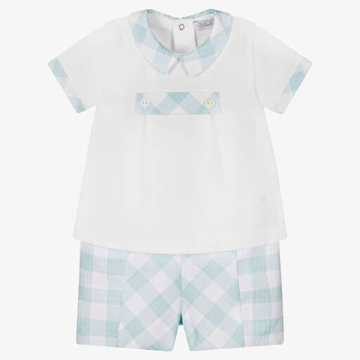 Patachou-Ensemble short bleu et blanc bébé | Childrensalon Outlet