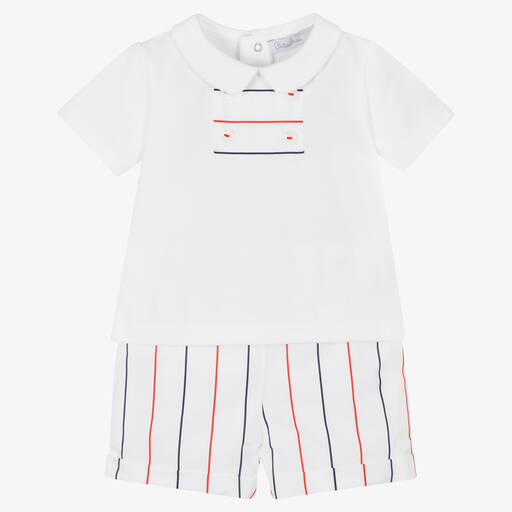 Patachou-Baumwoll-Top & Streifen-Shorts Set | Childrensalon Outlet