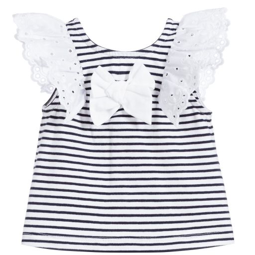 Patachou-Baby Girls Blue Striped Top | Childrensalon Outlet