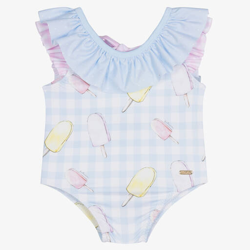 Patachou-Karierter Baby-Badeanzug blau/weiß | Childrensalon Outlet