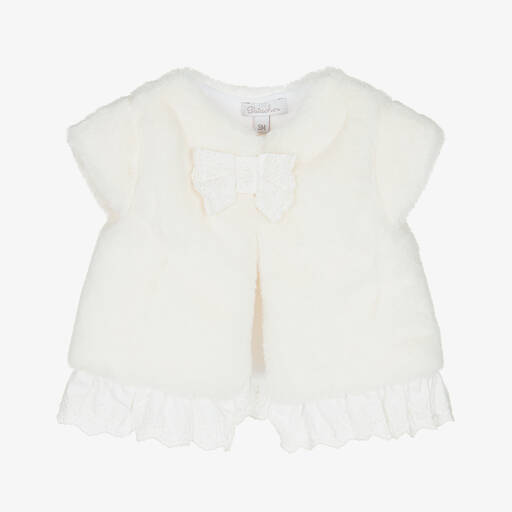 Patachou-Baby Girls Ivory Faux Fur Gilet | Childrensalon Outlet