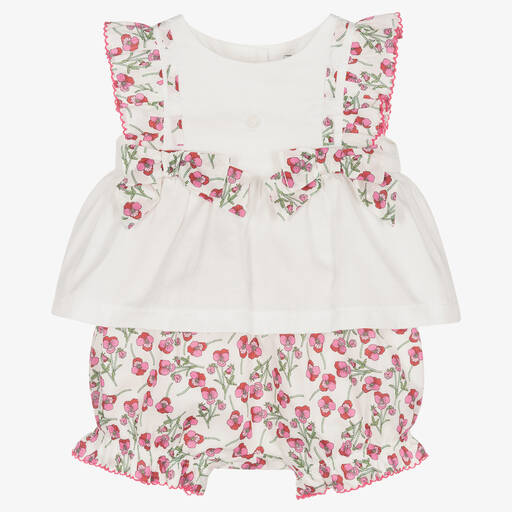 Patachou-Baby Girls Ivory Liberty Shorts Set | Childrensalon Outlet