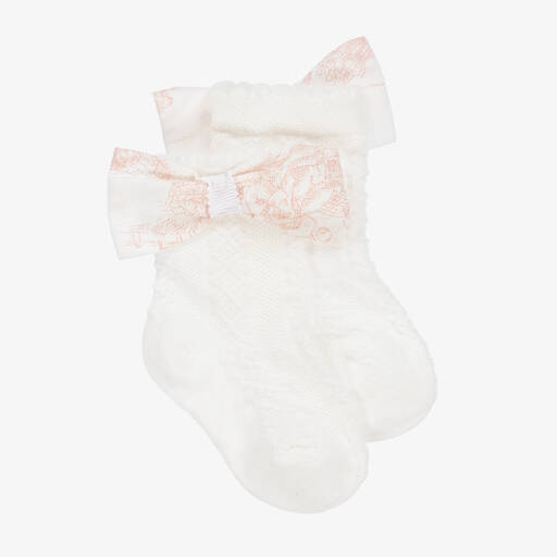 Patachou-Кремовые носки с принтом Toile de Jouy для малышек | Childrensalon Outlet