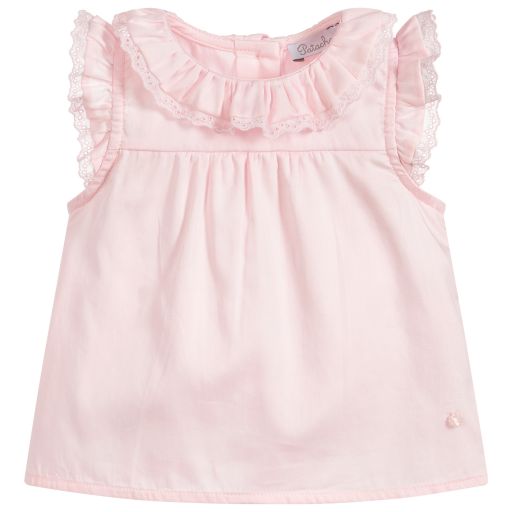 Patachou-Baby Girls Pink Cotton Blouse | Childrensalon Outlet