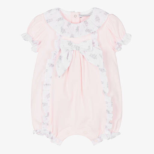 Patachou-Baby Girls Pink Cotton Bow Shortie | Childrensalon Outlet