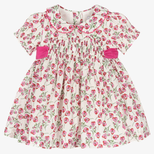Patachou-Baby Girls Pink Cotton Liberty Dress | Childrensalon Outlet