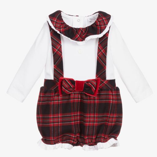 Patachou-Baby Girls Red Tartan Shortie  | Childrensalon Outlet