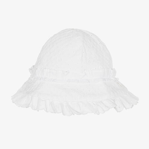 Patachou-Baby Girls White Broderie Anglaise Hat | Childrensalon Outlet