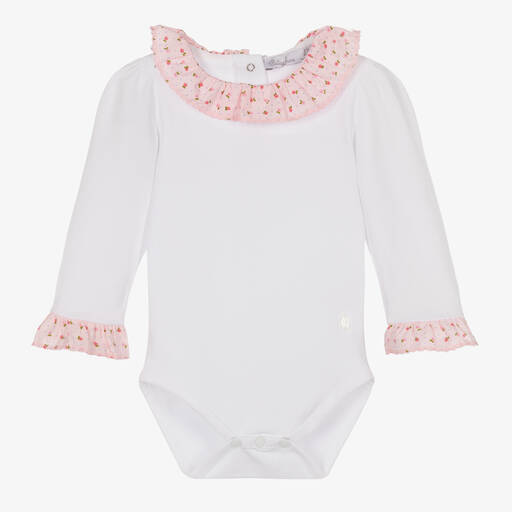 Patachou-Baby Girls White Cotton Bodysuit | Childrensalon Outlet