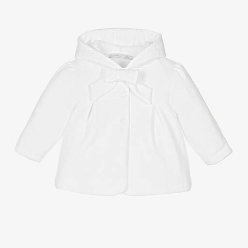Patachou-Baby Girls White Hooded Jacket | Childrensalon Outlet