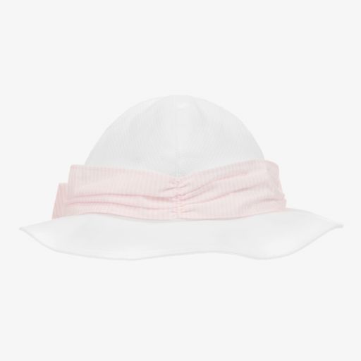 Patachou-Baby Girls White & Pink Bow Hat | Childrensalon Outlet