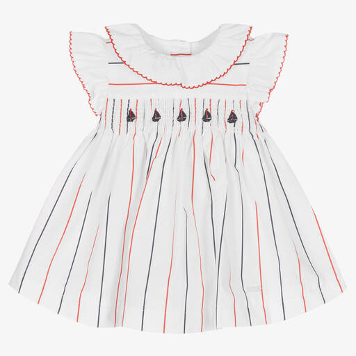 Patachou-Robe blanche rayée bébé fille | Childrensalon Outlet