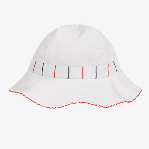 Patachou-قبعة قطن بوبلين لون أبيض للمولودات | Childrensalon Outlet