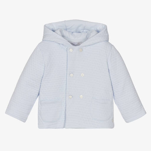 Patachou-Blue Cotton Jersey Baby Jacket | Childrensalon Outlet