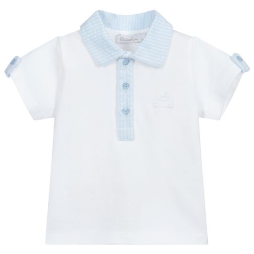 Patachou-Blue Cotton Piqué Polo Shirt | Childrensalon Outlet