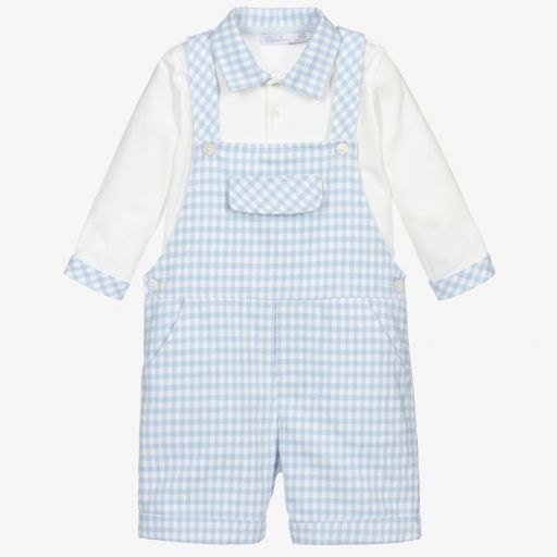 Patachou-Бело-голубой комплект с полукомбинезоном | Childrensalon Outlet
