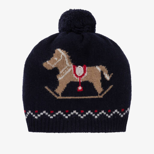 Patachou-Синяя вязаная шапка с лошадкой | Childrensalon Outlet