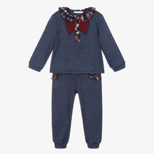 Patachou-Blue Knitted Ruffled Tracksuit | Childrensalon Outlet