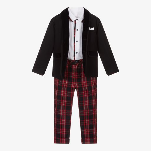 Patachou-Blue & Red Tartan Trouser Set | Childrensalon Outlet